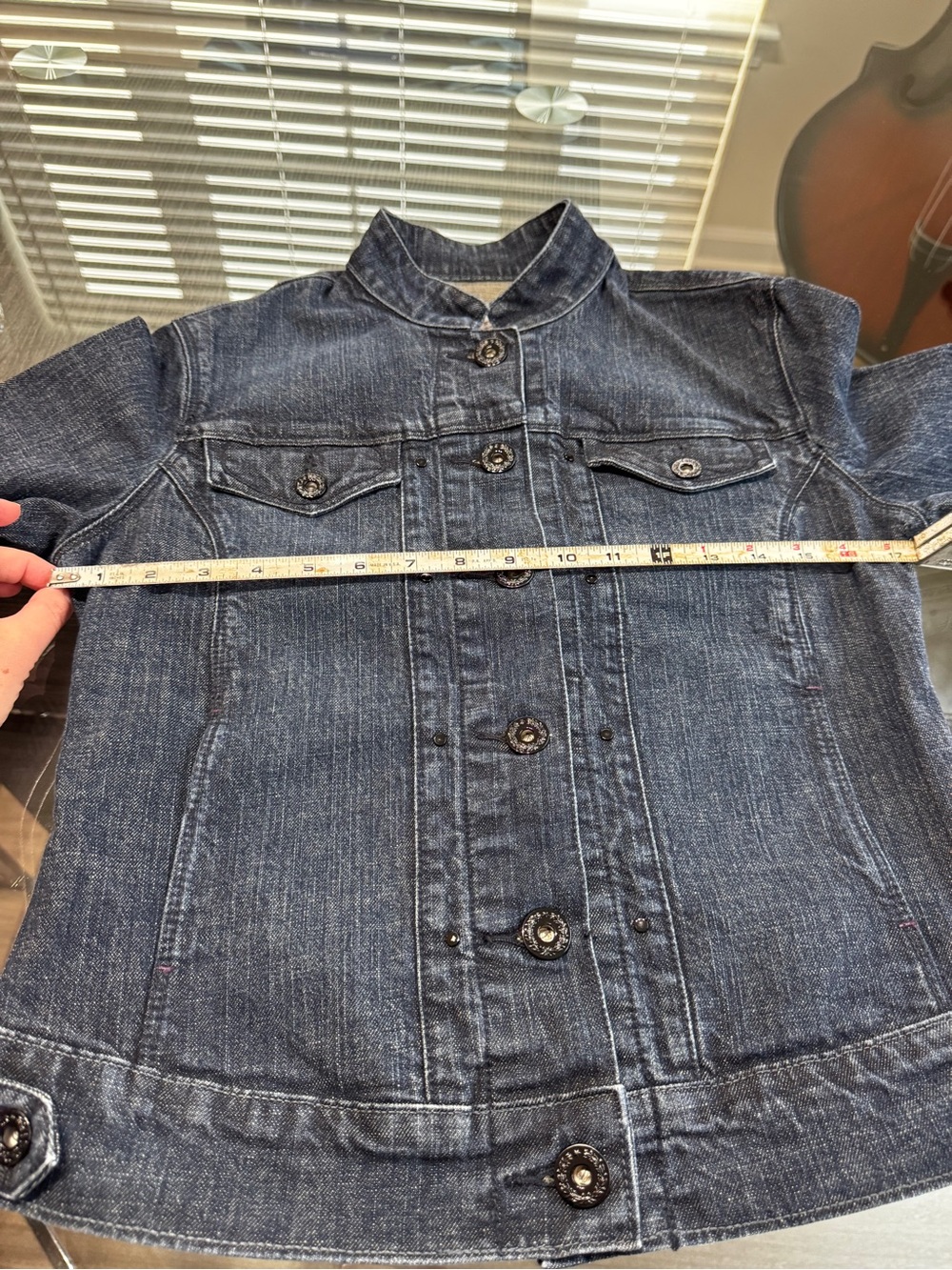 Levi’s Dark Indigo Denim Jacket - Women's Stand Collar Jean Jacket - Picture 8 of 16